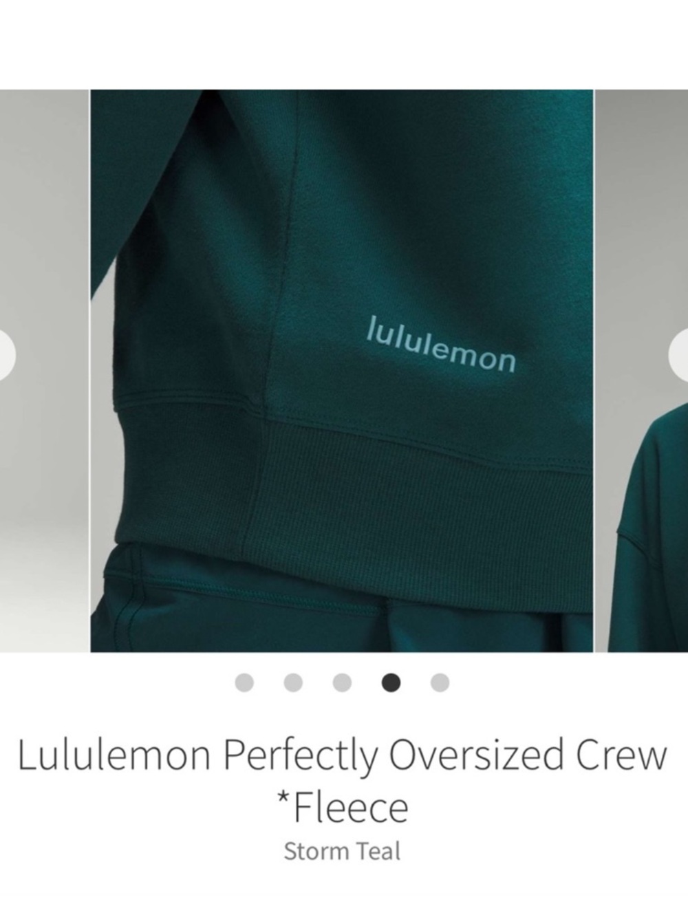 Lululemon Perfectly Oversized Fleece Crewneck Sweatshirt Storm Teal Sz 8 - Picture 4 of 10